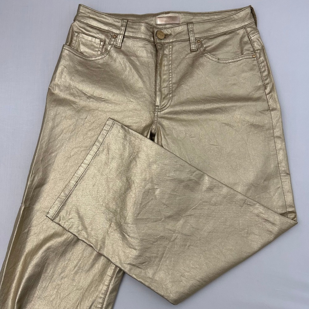 Kut From The Kloth Jeans‎ Womens 10 Gold Charlotte Metallic High Rise Wide Leg